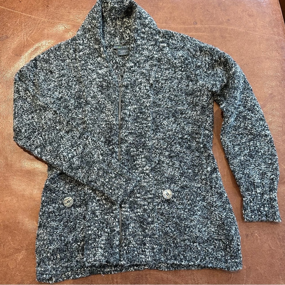 Exofficio Shawl Collar Cardigan, Black/Cream, Women's M (8/10)